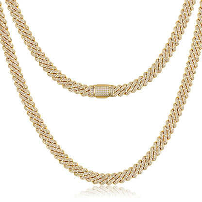 9mm Iced Out Miami Cuban Link Chain Men Jewelry D Color VVS Moissanite Certified Jewelry 925 Sterling Silver Necklace For Women