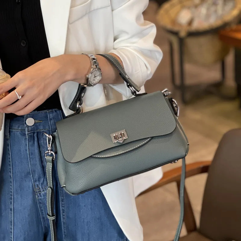 Genuine Leather Women's Bags Fashion Ladies Casual Handbags Soft Cow Leather Versatile One Shoulder Messenger Bag High Quality