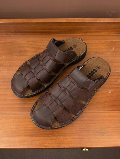 First-Layer Cowhide Men's Sports Sandals, Open-Toe Outdoor 防滑 Sandals, Casual Men's Shoes, Outdoor Fashion Beach Shoes, Li
