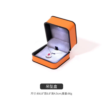 LED Enhanced Jewelry Box Round Black Frame Organizer for Rings Necklaces Bracelets Boutique  Gift Packaging