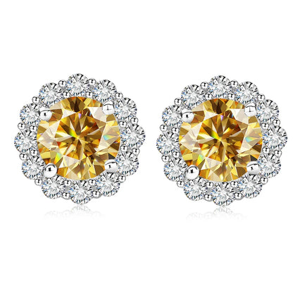 Moissanite Stud Earrings 1.0ct D Color Blue Green Black Champagne 925 Silver Plated White 18K  Gold jewelry for woman