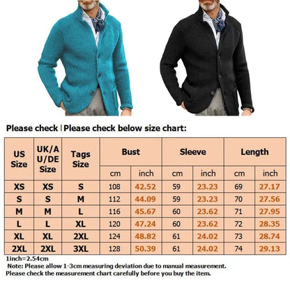Men's Thicken Knitted Cardigan Sweater Autumn Winter Solid Color Fashion Slim Long-sleeved Stand-up Collar Knitting Jacket Coat