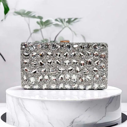Luxury Diamond Clutch Bag Elegant Stylish Multi-color Square Fashionable Dress Cheongsam  Evening Bag for Wedding Dinner Party