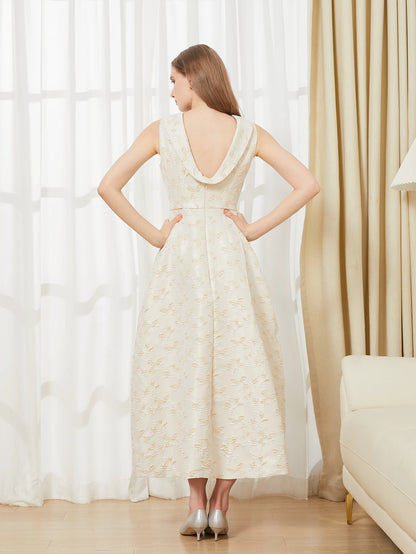 DEVCHATA Elegant Dress Summer New Fashion Women Long Maxi Backless Sleeveless Split Jacquard  Dresses Evening Dress Robes