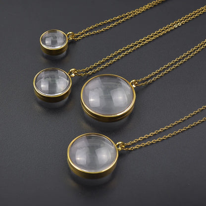 New Mix Size Round Living Memory Photo Locket Pendant Necklace Biconvex Glass Twist Stainless Steel Necklaces For Women Men Gift