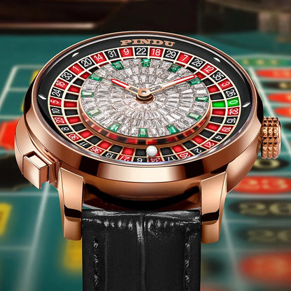 PINDU NEW Rotating dial design Mechanical Watch Men Japan NH35 Movement Sapphire Waterproof leather luxurious Automatic watch