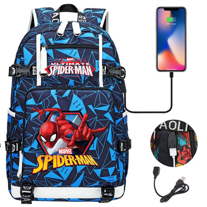 Superhero Spiderman School Backpack Travel Bags Large Waterproof Multifunction USB Charging Backpacks Travel Sport Duffel Bag