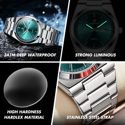PAAZOMU Luxury Sport Man Watch Military Waterproof Luminous Date Week Men Watch Stainless Steel Quartz Men's Watches Male Clock