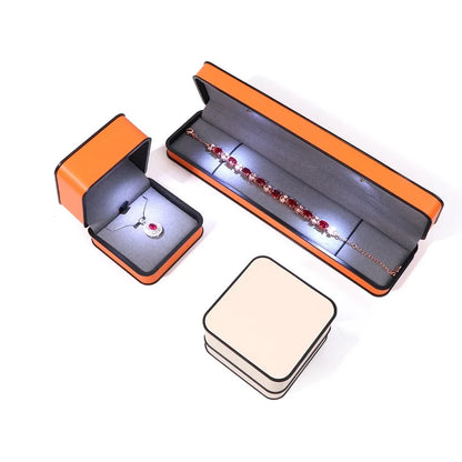 LED Enhanced Jewelry Box Round Black Frame Organizer for Rings Necklaces Bracelets Boutique  Gift Packaging