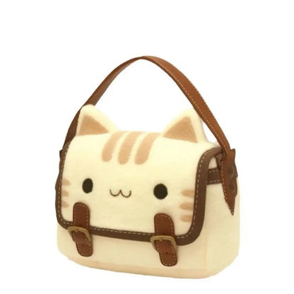 2025 Cute Plush Backpack Student Schoolbag Fashion Cartoon Furry Cat Bag Adorable Kitten Handbag for Woman Kids