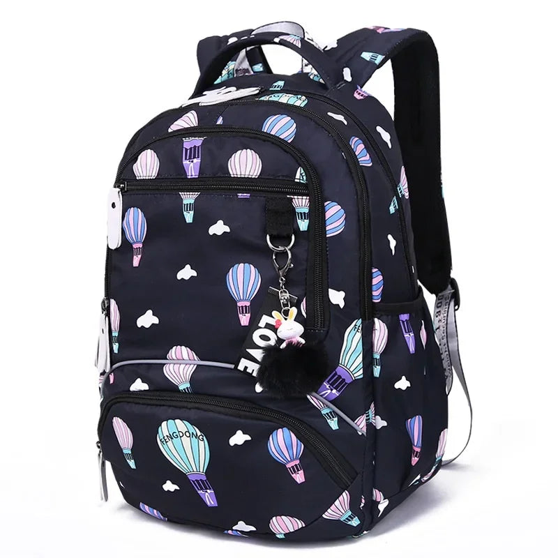 School Backpacks Girls 2024 Flower Print Backpack Women Pink Black School Bag Junior High School Students Mochilas Escolares New