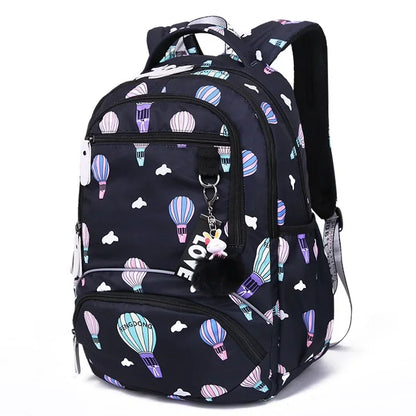 School Backpacks Girls 2024 Flower Print Backpack Women Pink Black School Bag Junior High School Students Mochilas Escolares New
