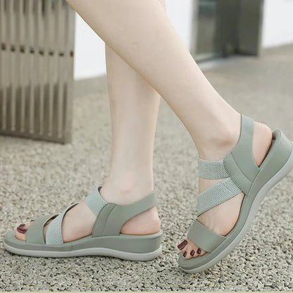 Summer New Sweet Sports Style Women's Fashion Elastic Band Comfortable 4 CM Thick Sole Lightweight Beach Casual Sandals