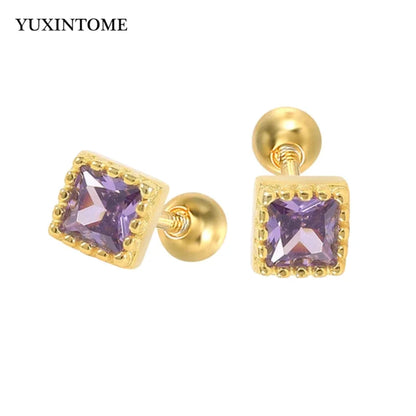 YUXINTOME Small 925 Sterling Silver Ear Needle C-Shaped Cartilage Piercing Stud Earrings For Women cartilage perforation Jewelry
