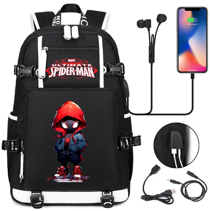 Superhero Spiderman School Backpack Travel Bags Large Waterproof Multifunction USB Charging Backpacks Travel Sport Duffel Bag