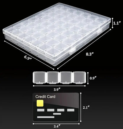 1Pcs 56 Grids Diamond Art Bead Organizer Box Compact & Portable Clear Plastic Case for Jewelry & Gems Storage and Organizing