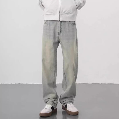 New Yellow Mud Jeans Washing Trendy Brand Pants High Street Retro Straight Loose Casual Trousers