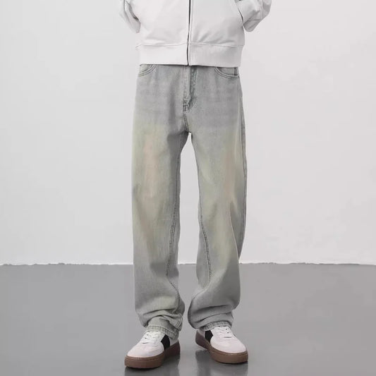 New Yellow Mud Jeans Washing Trendy Brand Pants High Street Retro Straight Loose Casual Trousers