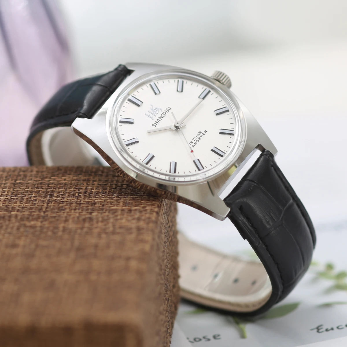 Shanghai Watches Sterile Dial Bauhaus Design 36mm Men's Mechanical Wristwatches Drop Shipper 7120