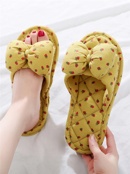 New Pure Cotton Indoor Home Slippers Anti-Slip Cloth Bot Silent for Wooden Floor Spring Summer Women's Slippers Home Comfort