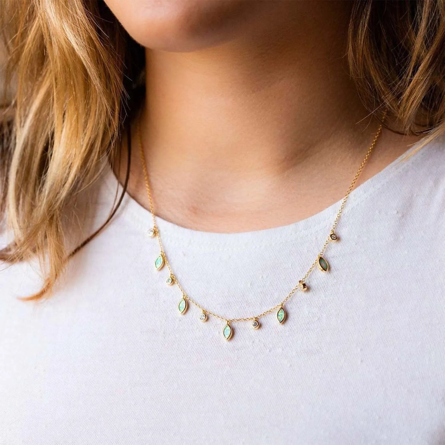 DPLAOPA 925 Sterling Silver Gold Opals Pearl Charm Pendant Crystal Long Choker Necklace 2024 Women Luxury Fine Jewelry