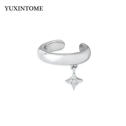 YUXINTOME Small 925 Sterling Silver Ear Needle C-Shaped Cartilage Piercing Stud Earrings For Women cartilage perforation Jewelry