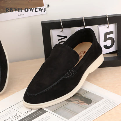Suede Leather Men's Loafers Spring and Autumn Casual Soft Sole Shoes High Quality Cashmere Fashion Trends Flat Shoes