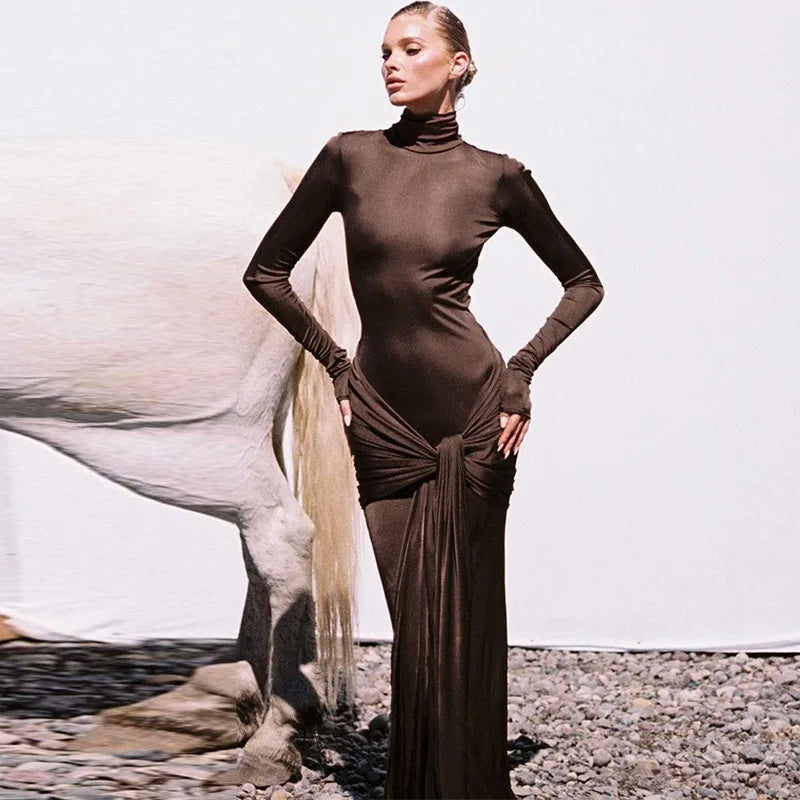 Hawthaw Women 2024 Spring Autumn Fashion Long Sleeve Party Club Streetwear Bodycon Red Long Dress Wholesale Items For Business