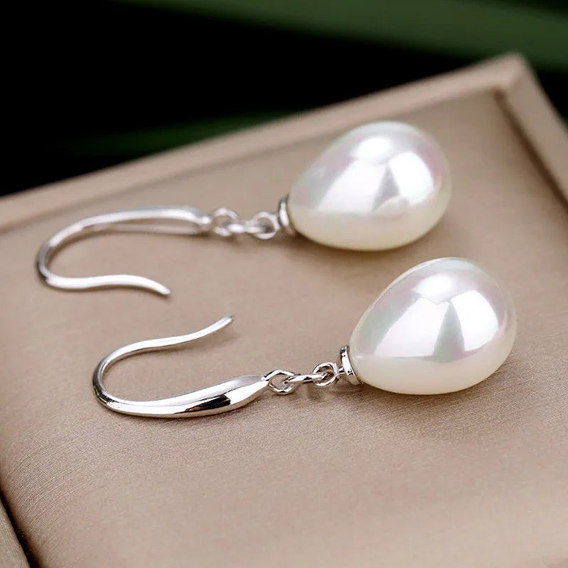 925 Sterling Silver Pearl Drop Earrings for Women Elegant Temperament Wedding Engagement Jewelry Chic Piercing Accessories