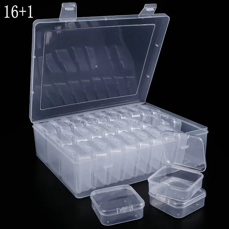 Small Bead Organizer Cases Plastic Organizer Box Mini Clear Bead Storage Container Box with Hinged Lid for DIY Jewelry Supply