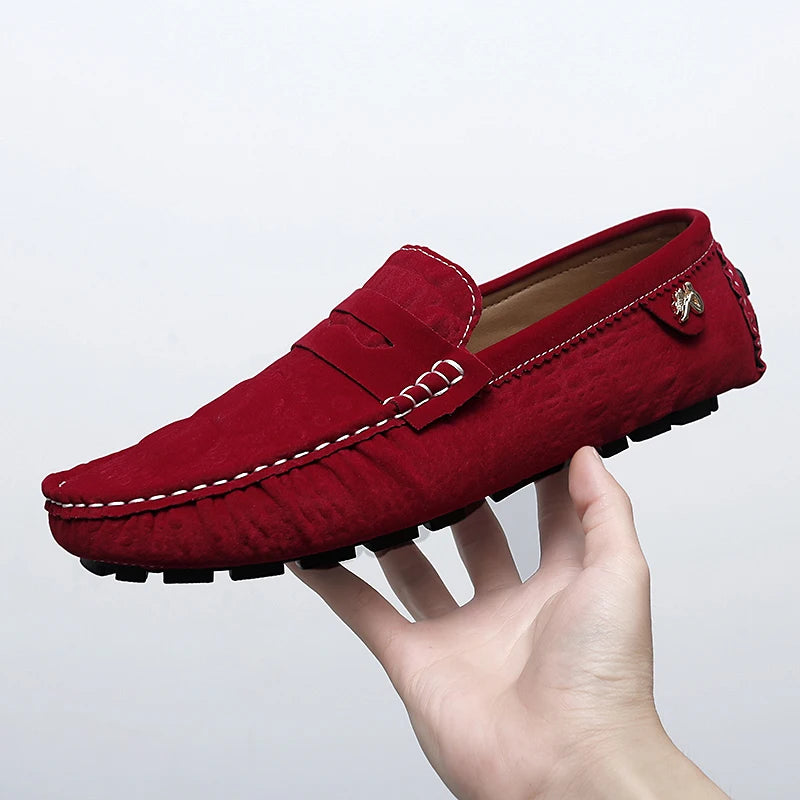 2025 New Handmade Beanie Shoes Men's Light Luxury Crocodile Pattern Trendy Easiest for Match Slip-On Lazy Loafers Men's and Women's Driving Trendy Shoes