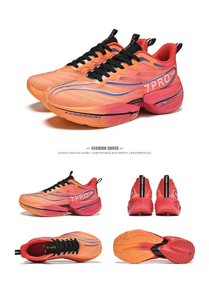 Carbon Plate Couple's Running Shoes Shock-Absorbing Rebound Ultra-Light Sports Shoes for Men and Women Summer Mesh Breathable Po