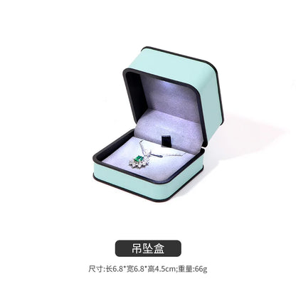 LED Enhanced Jewelry Box Round Black Frame Organizer for Rings Necklaces Bracelets Boutique  Gift Packaging