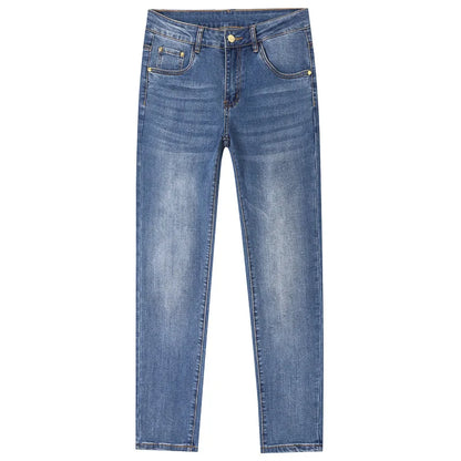 Light Blue Jeans Men's Spring Light Luxury Stretch Slim Fit Versatile High-End and Fashionable Simple Casual Trousers