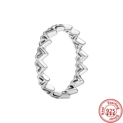 NEW 925 Sterling Silver Rings Sparkling Original Design Women Heart Daisy Flower Wishbone Ring Jewelry Engagement Female Gift