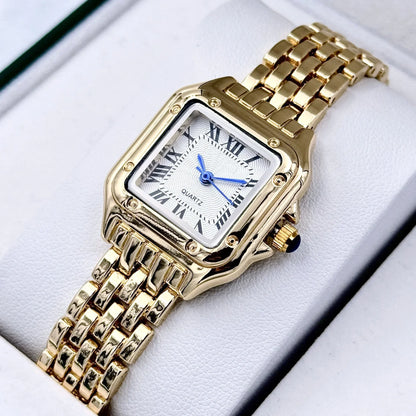 MAYZHISU Women's Fashion Quartz Watches Gold Alloy Strap Luxury Ladies Quartz Wristwatches Qualities Female Roman Scale Clock