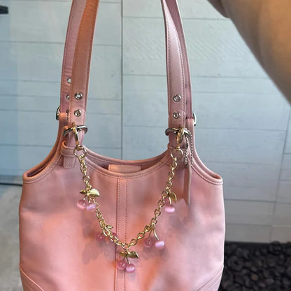 Pink Cherry Bag Charm Strawberry Pendants For Bags Fashionable Women\'s Keychain Accessories Gift