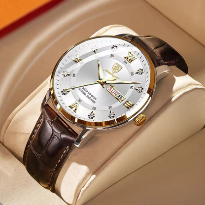 POEDAGAR Luxury Business Man Wristwatch Waterproof Luminous Leather Men's Quartz Watch High Quality Fashion Watches For Men Gift