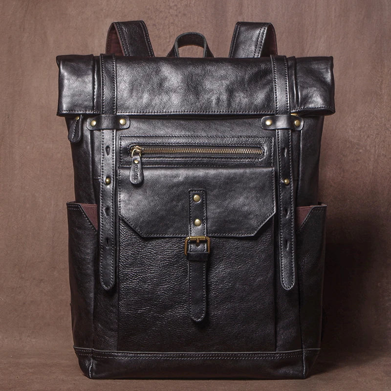 GURO High Quality Genuine Leather Backpack Men Weekend Retro Travel Bag Top Cowhide Luxury Laptop Bag Outdoor Tactical Backpacks