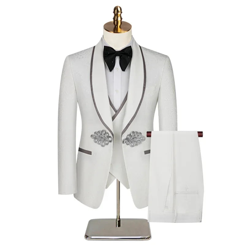 Men's Three-piece Wedding Tuxedo (Jacket + Vest + Pants) Fashion Show Concert Groom Engagement Cocktail Summer Party Men's Suit