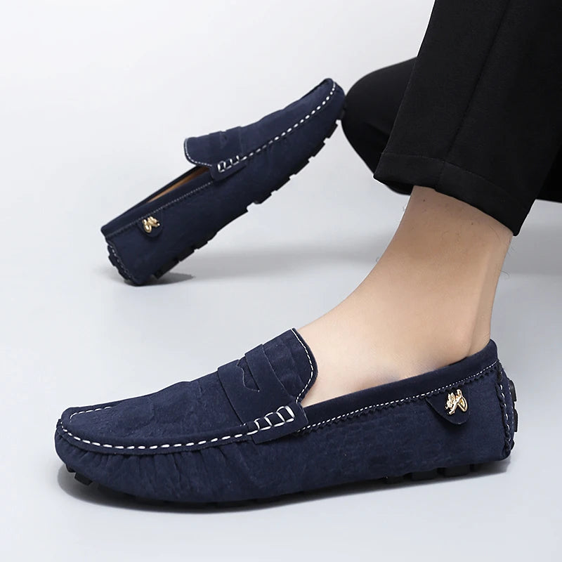 2025 New Handmade Beanie Shoes Men's Light Luxury Crocodile Pattern Trendy Easiest for Match Slip-On Lazy Loafers Men's and Women's Driving Trendy Shoes