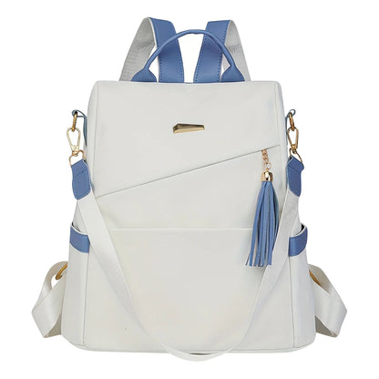 2025 Oxford Cloth Stitching Women'S Backpack Anti-Theft Back Zipper Girls Schoolbag Casual Travel Double Shoulder Backpack