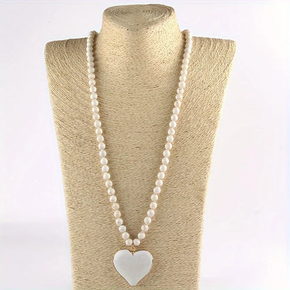 Ethnic style Creative turquoise necklace Women's heart pendant Vintage turquoise long necklace sweater chain