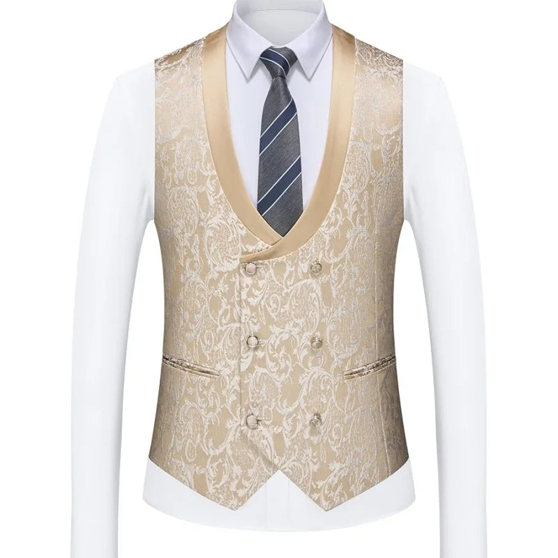 Men's 3-Piece Slim Fit Suit Set | Wedding & Prom Tuxedo (Blazer+Vest+Pants) for Formal Events & Groom Attire Breathable Lining