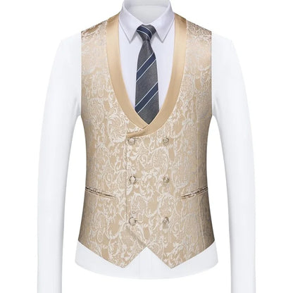 Men's 3-Piece Slim Fit Suit Set | Wedding & Prom Tuxedo (Blazer+Vest+Pants) for Formal Events & Groom Attire Breathable Lining