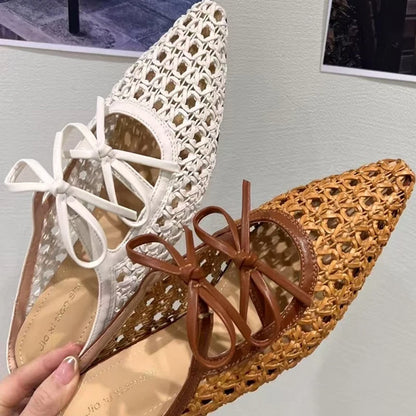 Summer Hollow Out Women Mules Slippers Elegant Butterfly-knot Slides Ladies Outdoor Street Style Sandalias