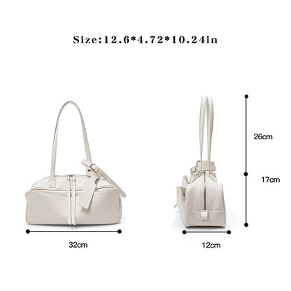 Free Gold Stamping First Letter 2025 Spring and Summer Genuine Leather Bowling New Women's Bag Simple First Layer Cowhide Boston