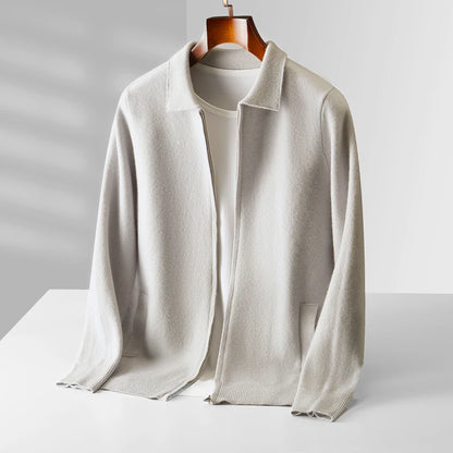 6-color autumn and winter new 2025 men's 100% wool  cardigan sweater casual knitted lapel men's business sweater Solid color