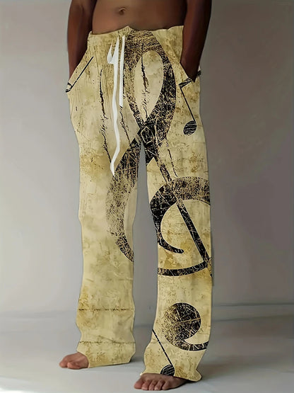 Spring Summer Men's Cool Touch Trousers Dragon Print Stretch Large Size Breathable Trousers Hawaii Beach Drawstring Trousers