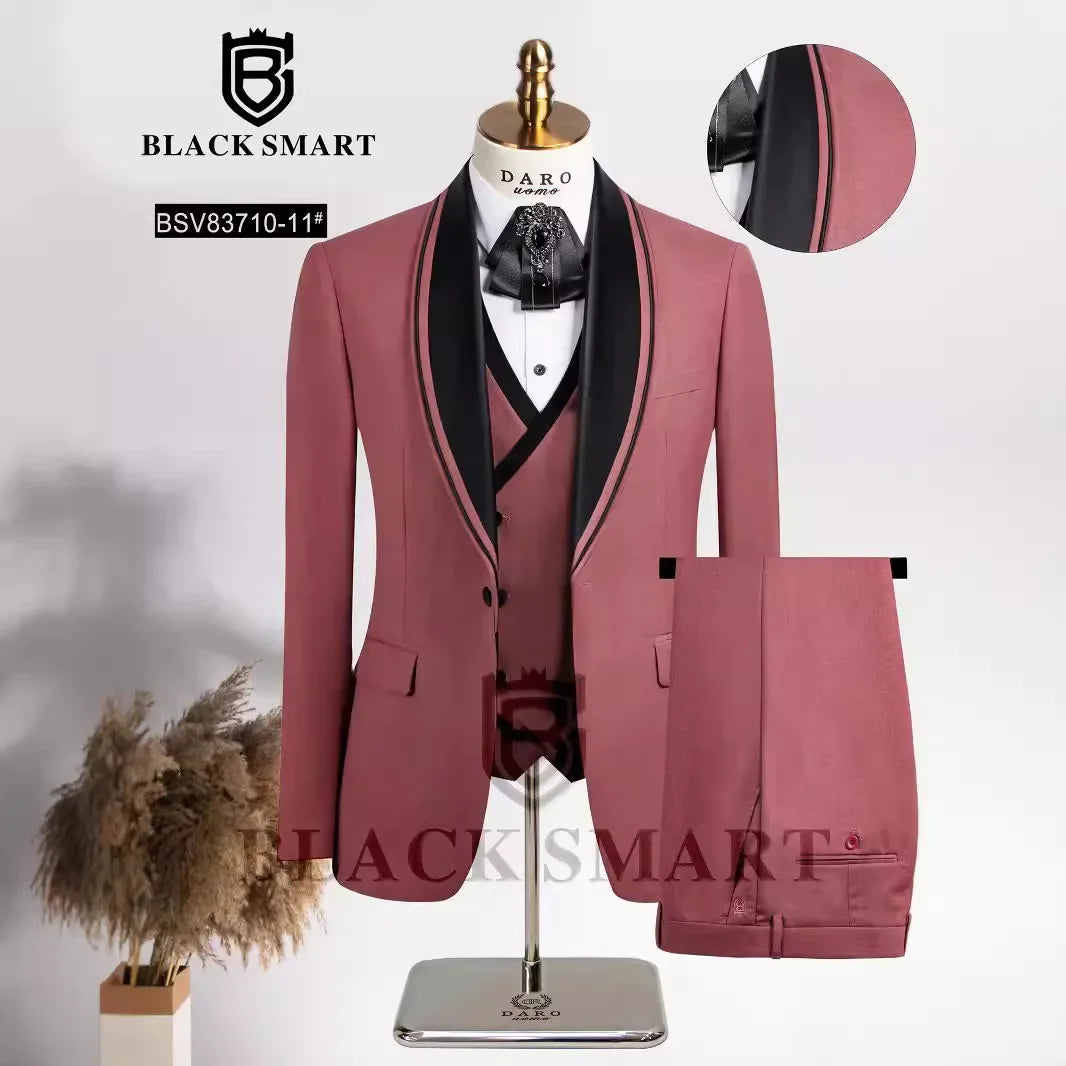 Men's Three-piece Wedding Tuxedo (Jacket + Vest + Pants) Fashion Show Concert Groom Engagement Cocktail Summer Party Men's Suit